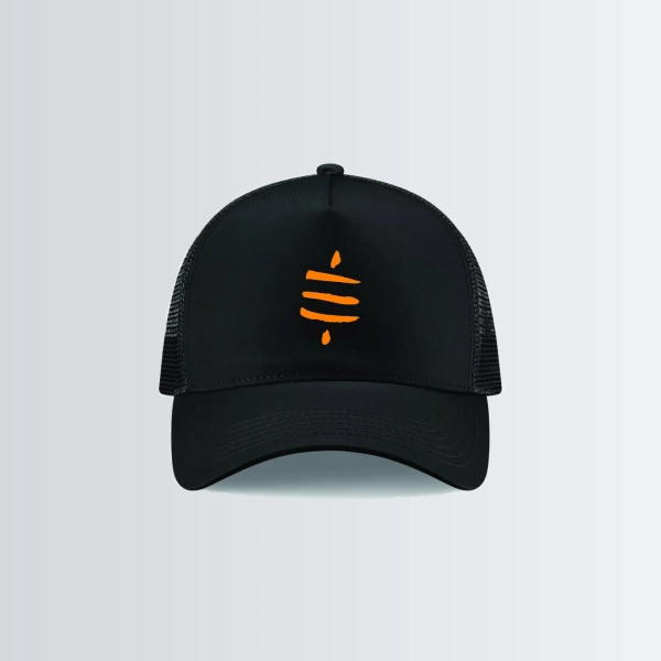 Casquette Snapback trucker « Symbole Satoshi » - Noire